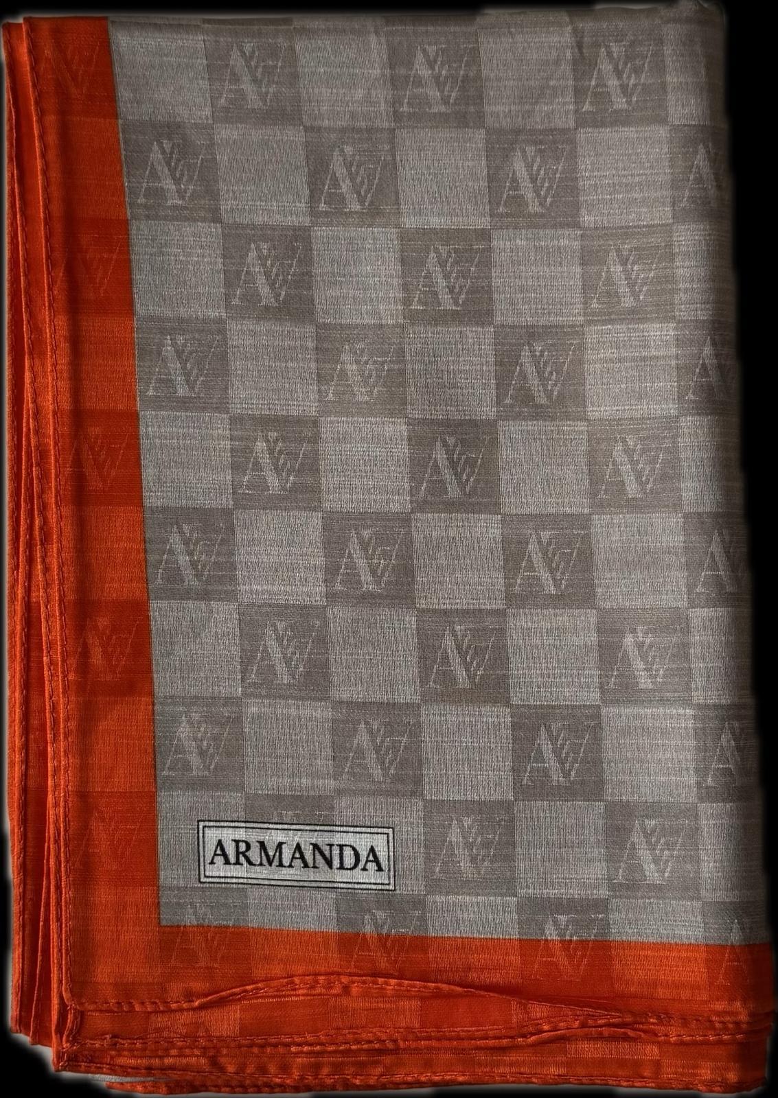 Armanda Dama Monogram Şal 3370-Taş Orange