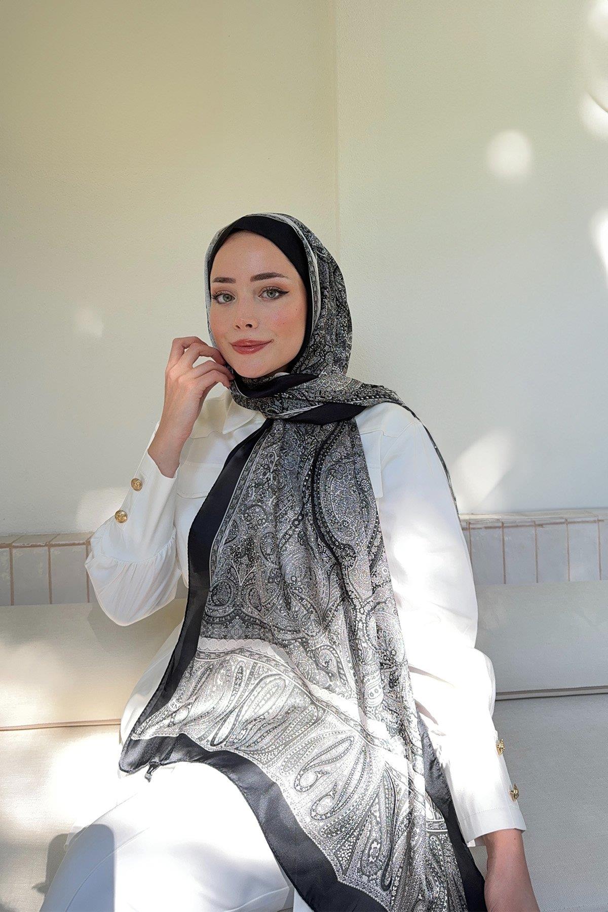 Armanda Etro Etnik Desen Şal 6036-Siyah Gri
