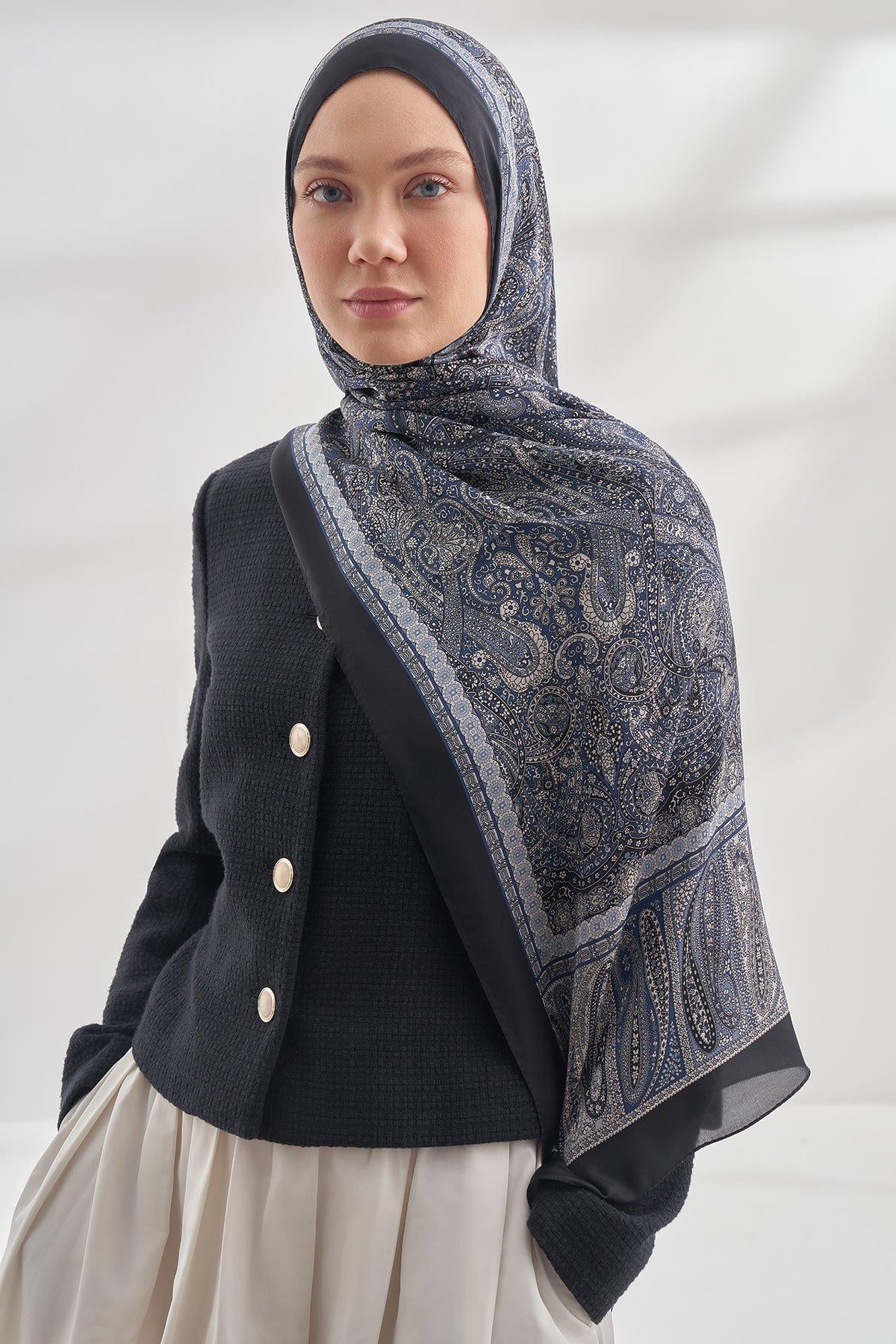 Armanda Etro Etnik Desen Şal 6036-Siyah-Lacivert