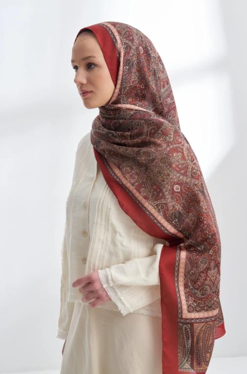 Armanda Etro Etnik Desen Şal 6036-Cherry Bordo