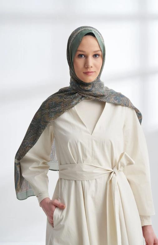 Armanda Etro Etnik Desen Şal 6036-Keten Yeşili
