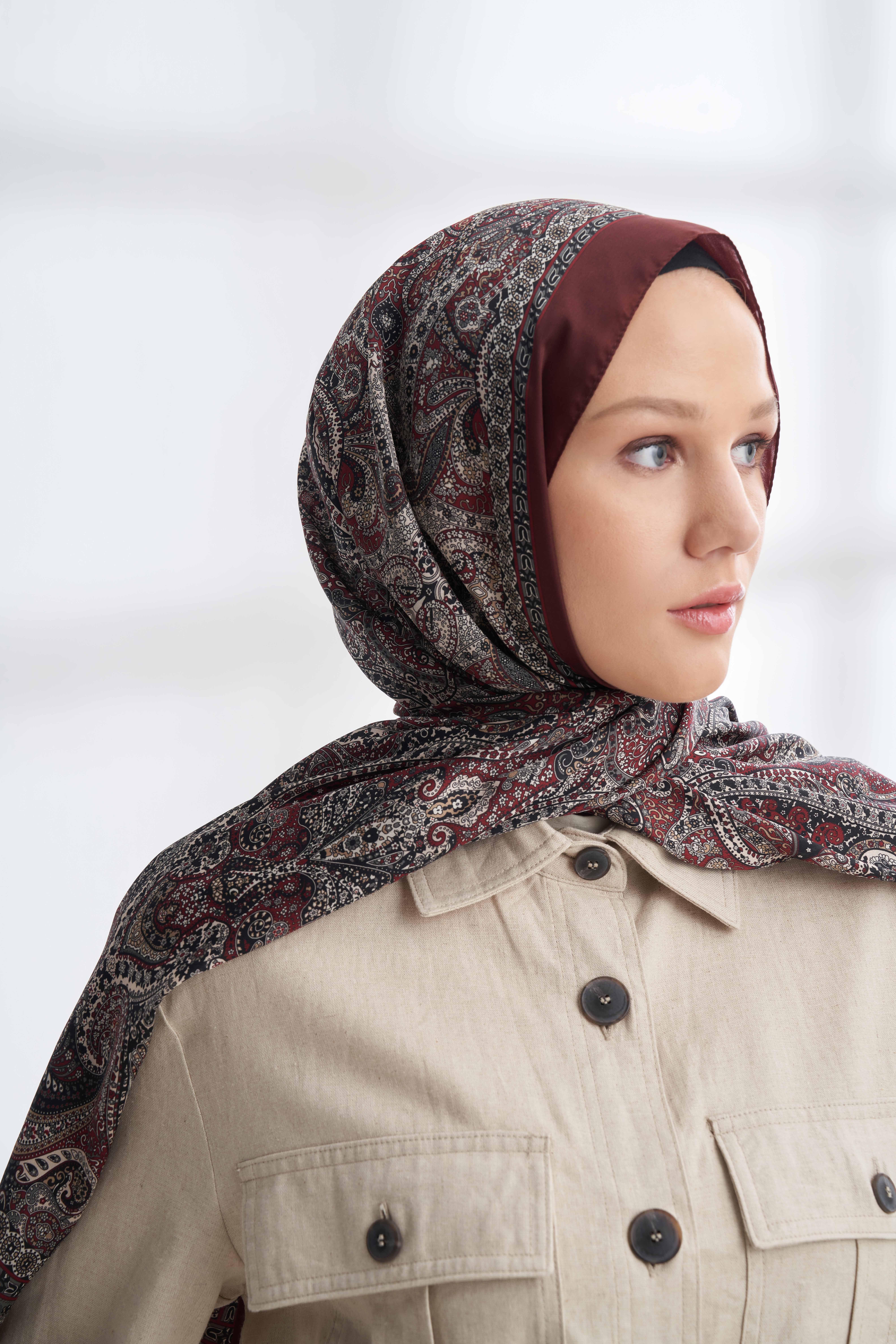 Armanda Etro Etnik Desen Şal 6036-Kızıl Bordo