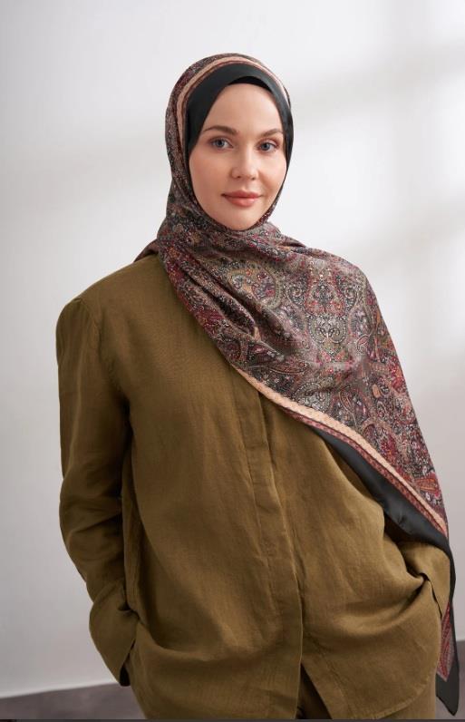Armanda Etro Etnik Desen Şal 6036-Koyu Haki
