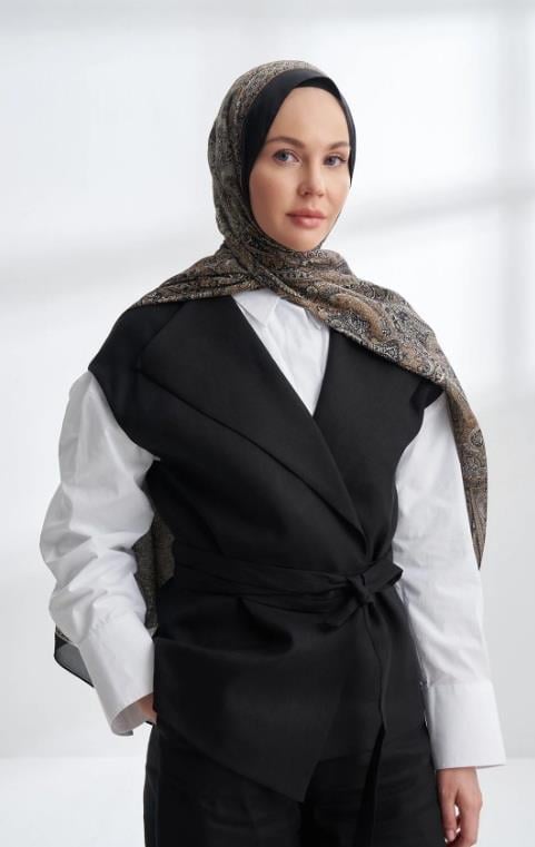 Armanda Etro Etnik Desen Şal 6036-Siyah Altın