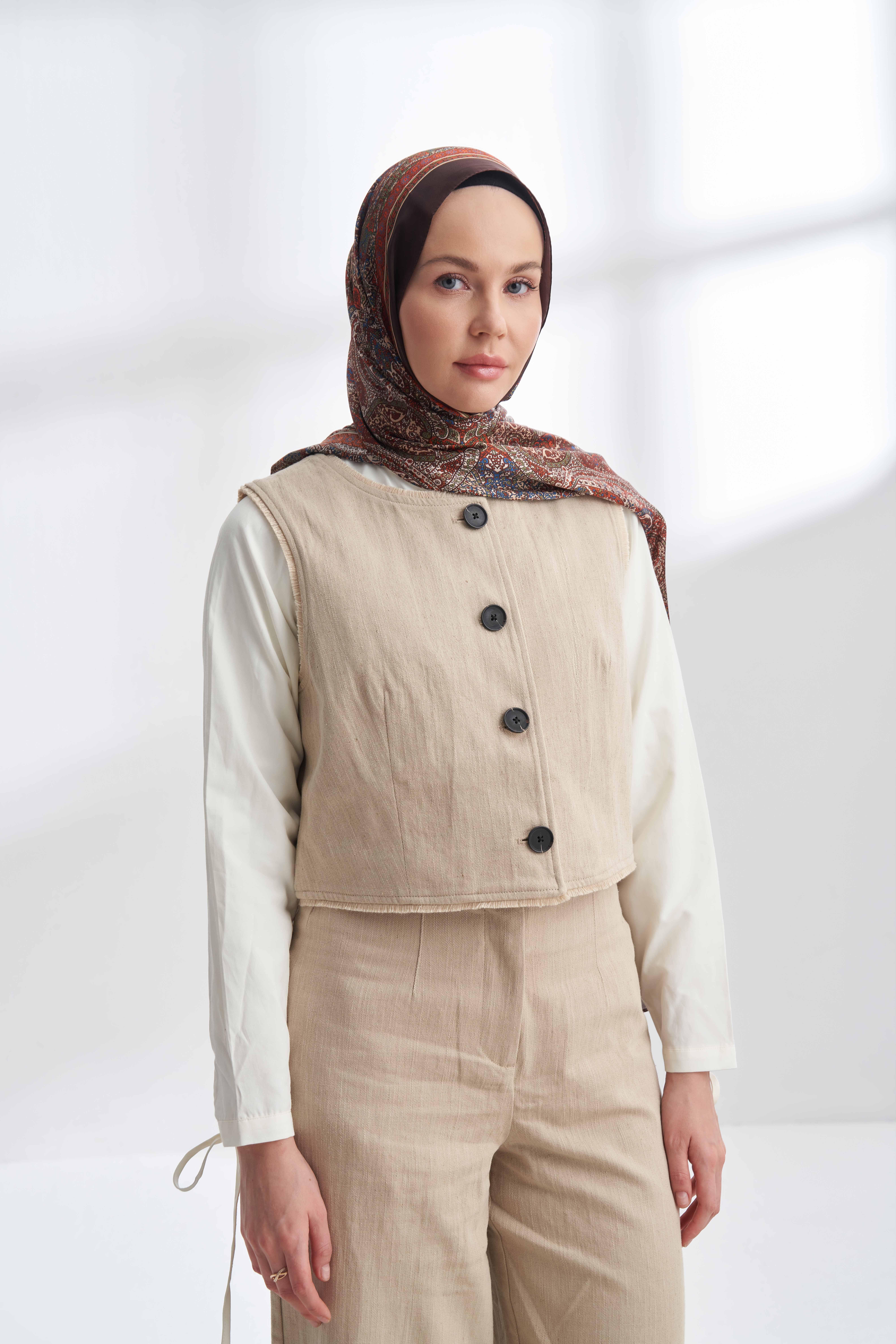 Armanda Etro Etnik Desen Şal 6036-Yeni Acı Kahve