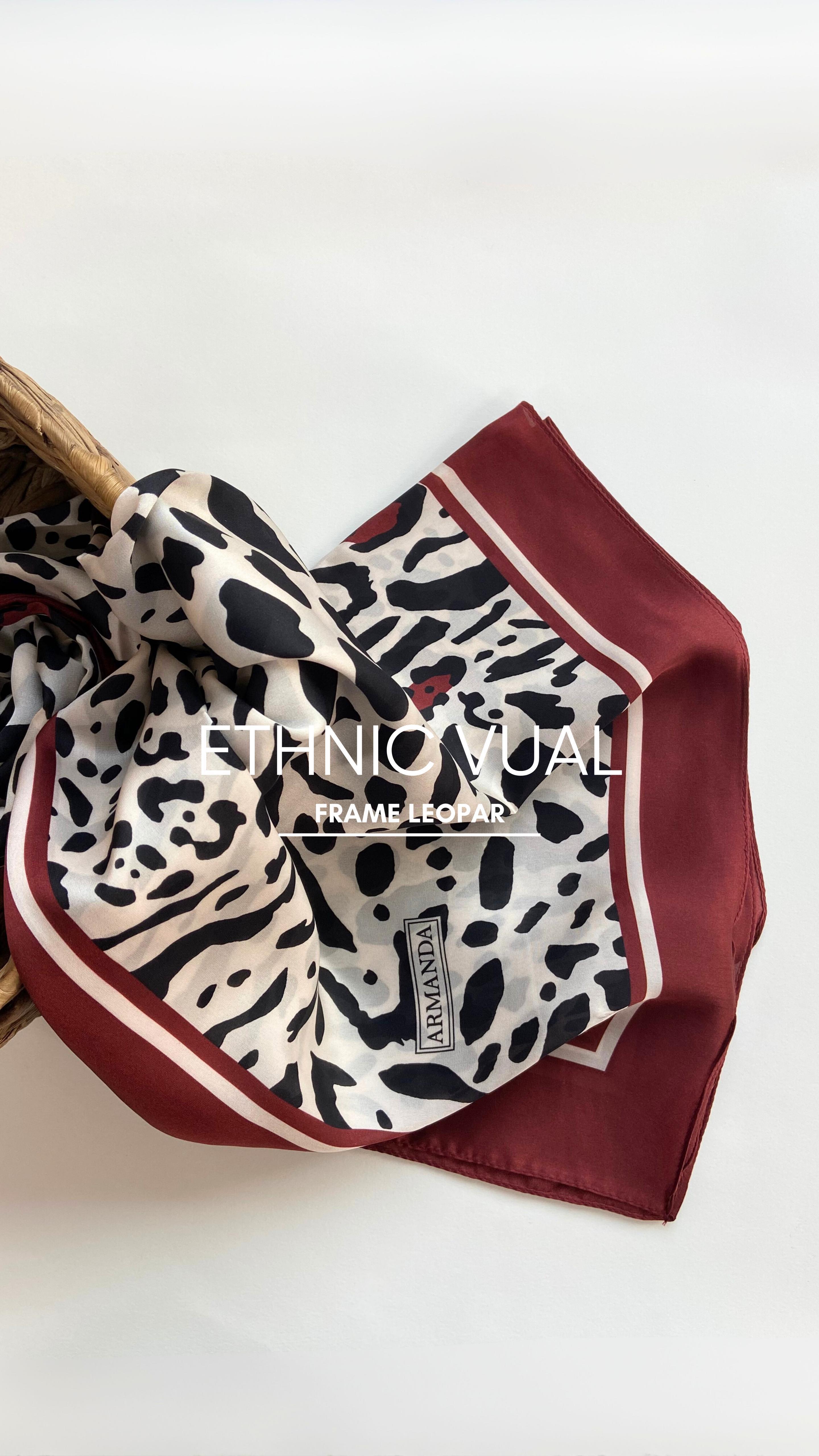 Armanda Frame Leopar Desenli Şal 6039-Bordo