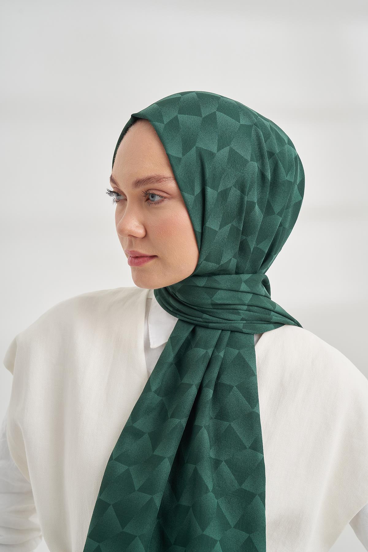 Armanda Geometrik Desen Şal 3120-zümrüt