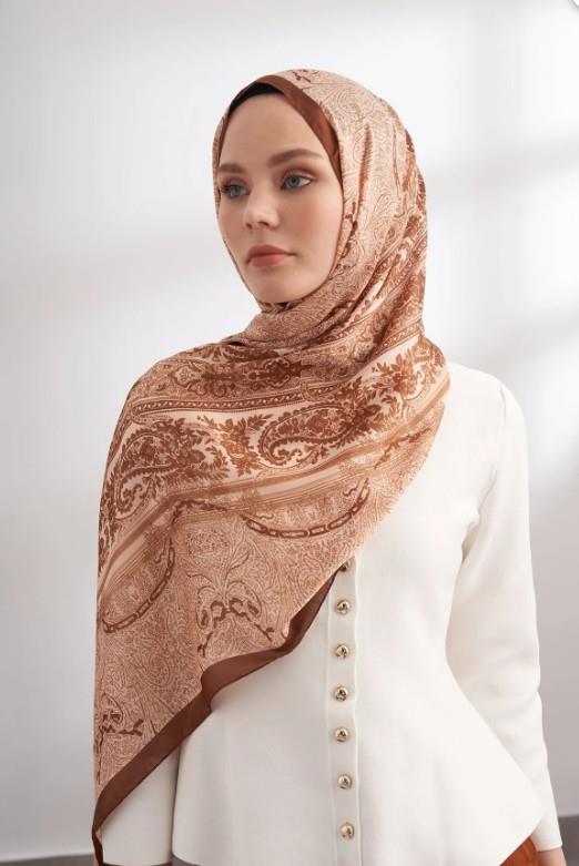 Armanda İthal Vual Nuit Desen Şal 04463-Kahve