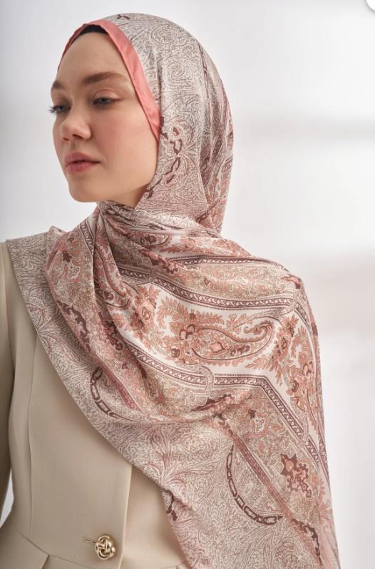 Armanda İthal Vual Nuit Desen Şal 04463-Pudra