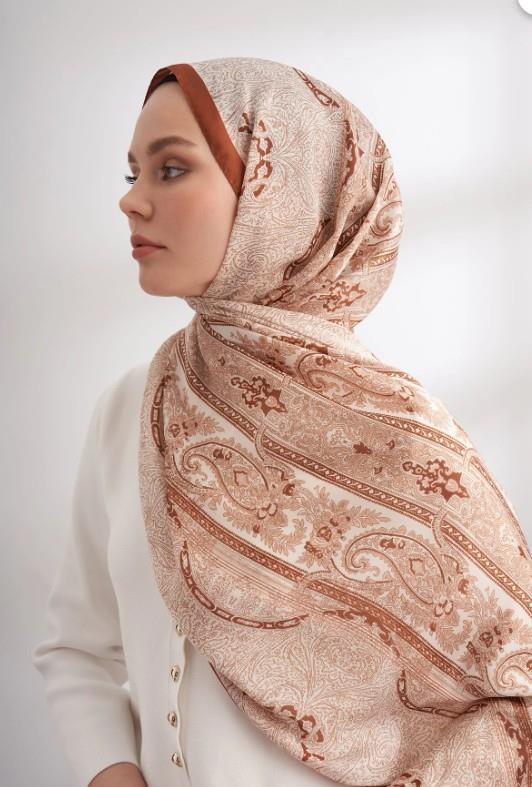 Armanda İthal Vual Nuit Desen Şal 04463-Camel