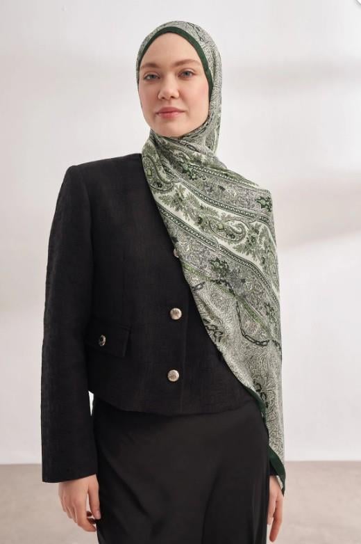Armanda İthal Vual Nuit Desen Şal 04463-Haki