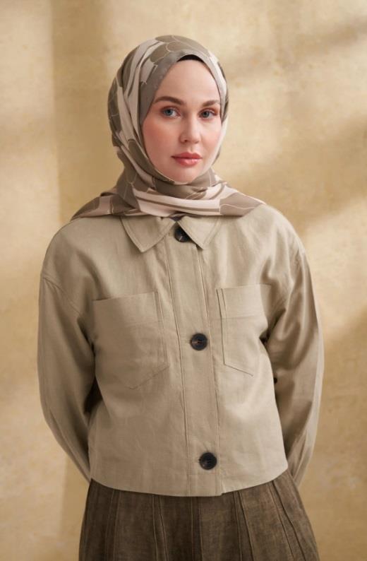 Armanda Lale Desen Şal 3380-Haki