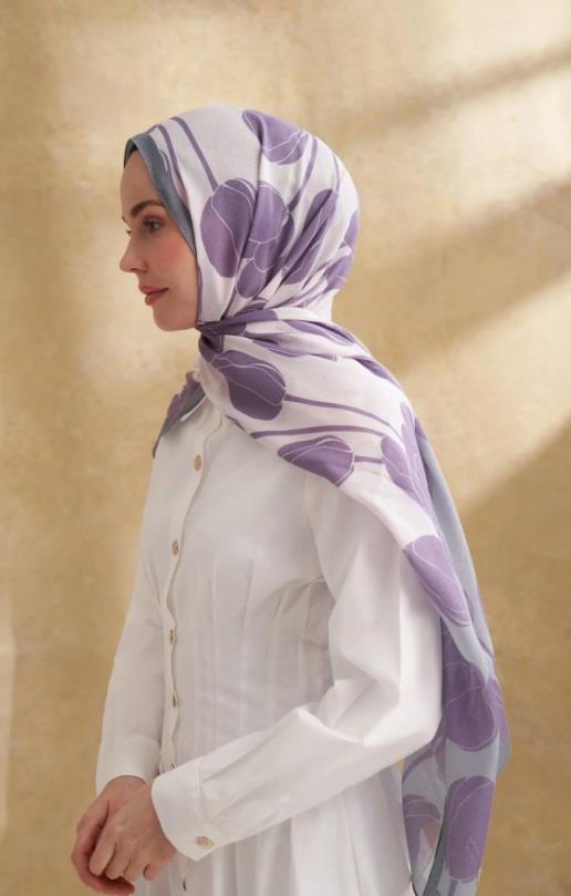 Armanda Lale Desen Şal 3380-Lila