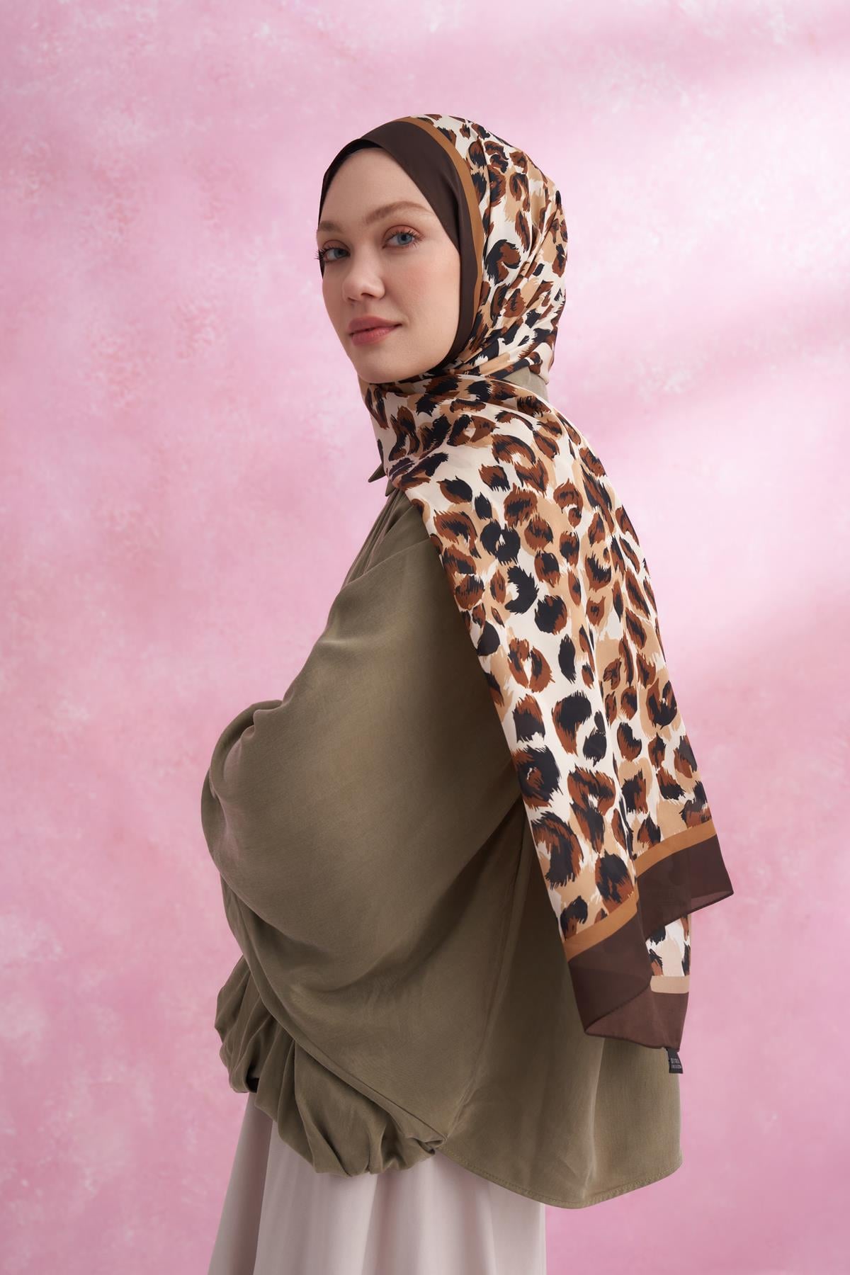 Armanda Leopar Vual Multi Desen Şal 6041-kahve