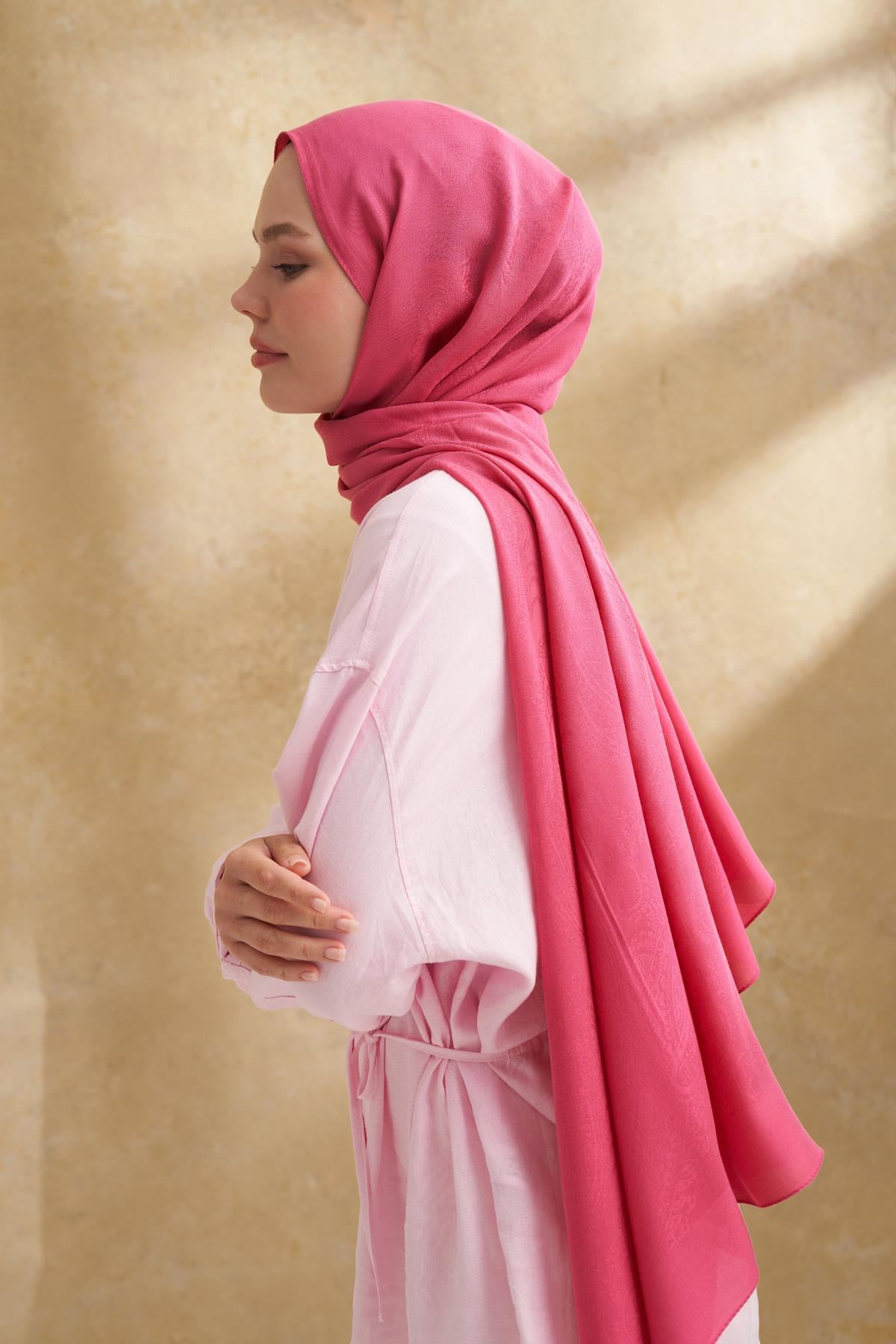 Armanda Lyocell Viskon Nomade Desen Şal 3354-FUŞYA