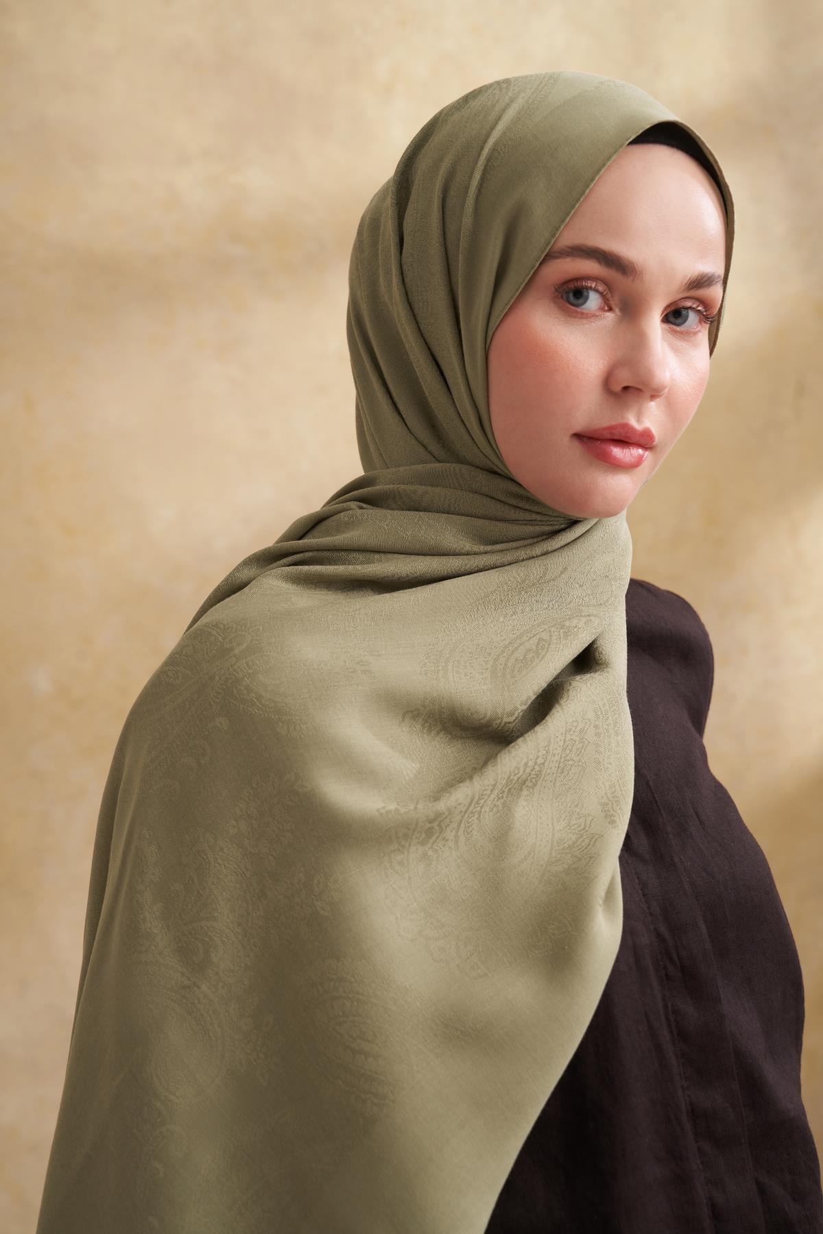 Armanda Lyocell Viskon Nomade Desen Şal 3354-Keten Yeşili