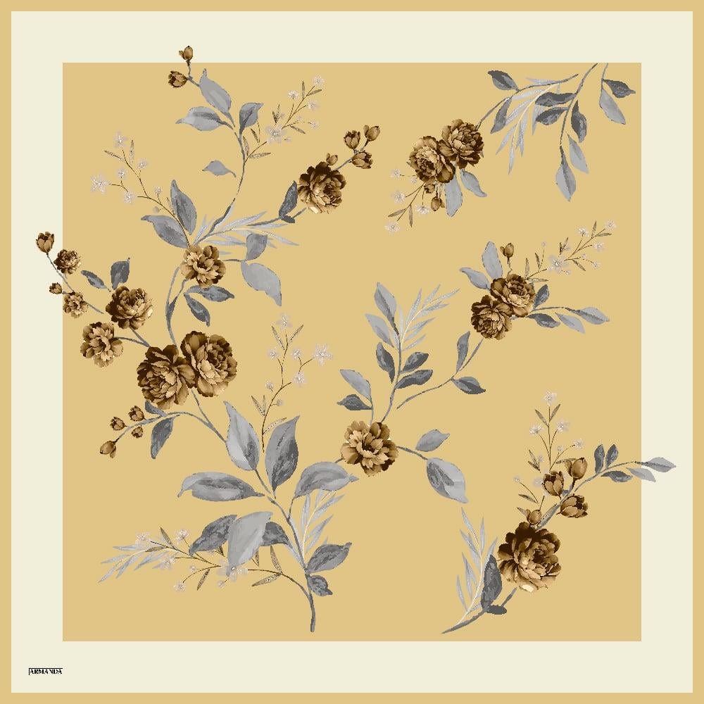 Armanda Marigold Desen Tivil İpek Eşarp 4368-bej
