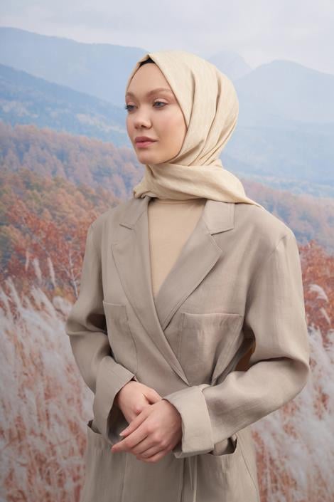 Armanda Monogram Desen Şal 3098-Açık Bej