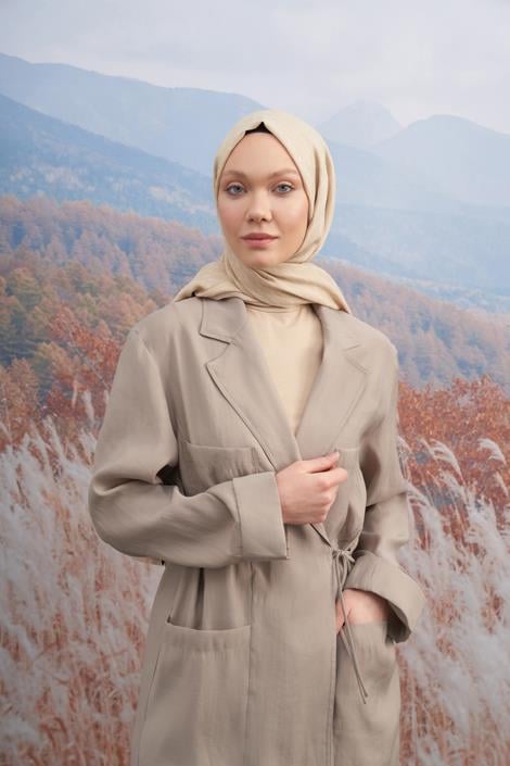 Armanda Monogram Desen Şal 3098-Açık Bej