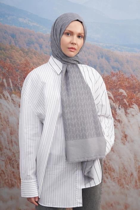 Armanda Monogram Desen Şal 3098-Gri
