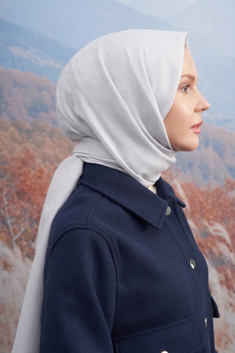 Armanda Monogram Desen Şal 3098-Gümüş