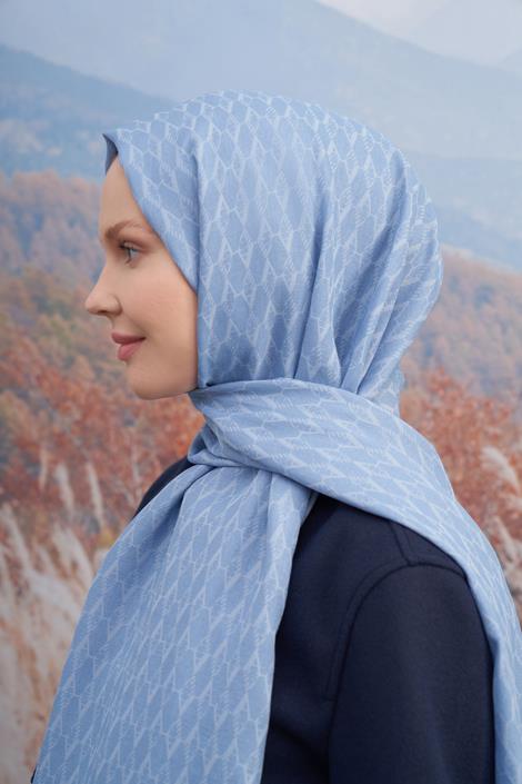 Armanda Monogram Desen Şal 3098-Kot Mavisi