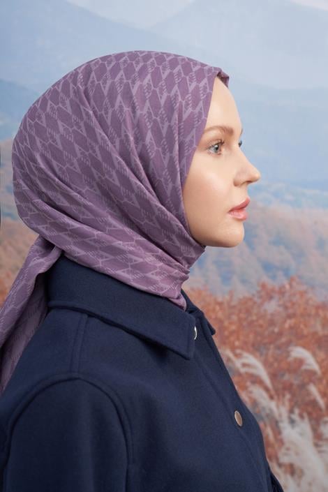 Armanda Monogram Desen Şal 3098-Leylak
