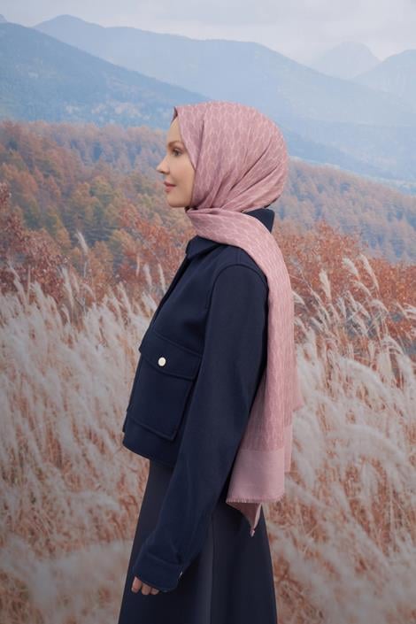 Armanda Monogram Desen Şal 3098-pudra