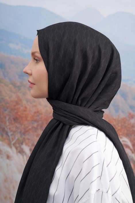Armanda Monogram Desen Şal 3098-siyah