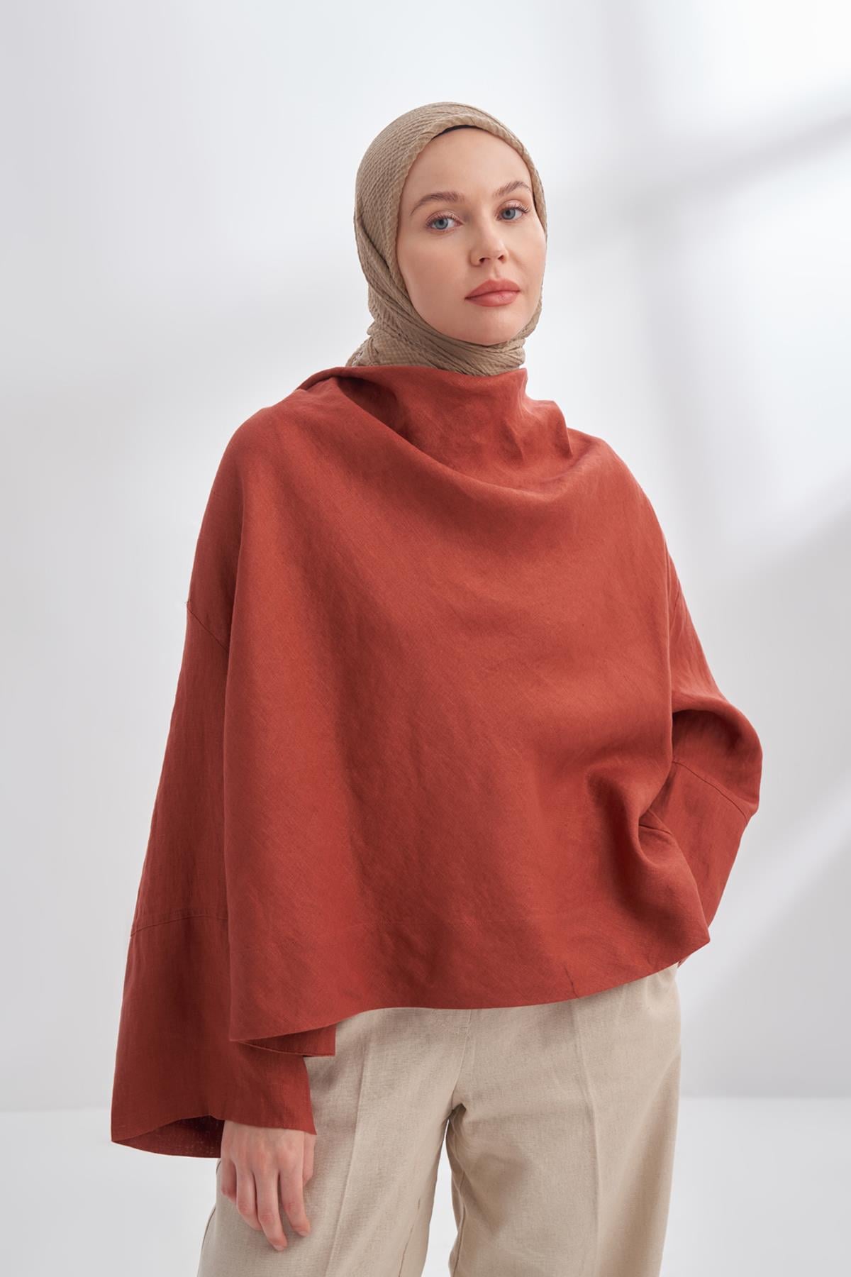 Armanda Müslin Biyeli Eşarp 3353-Toprak