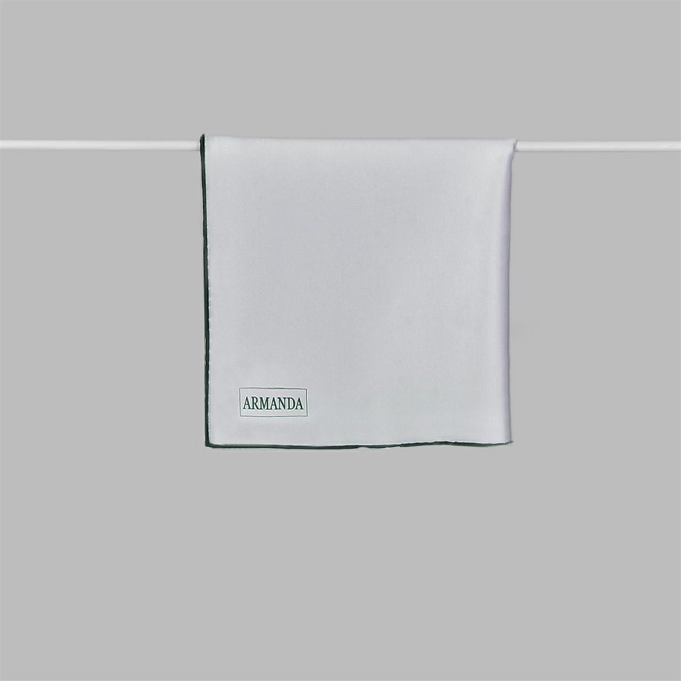 Armanda Saten İpek Eşarp 4444-Beyaz Lacivert