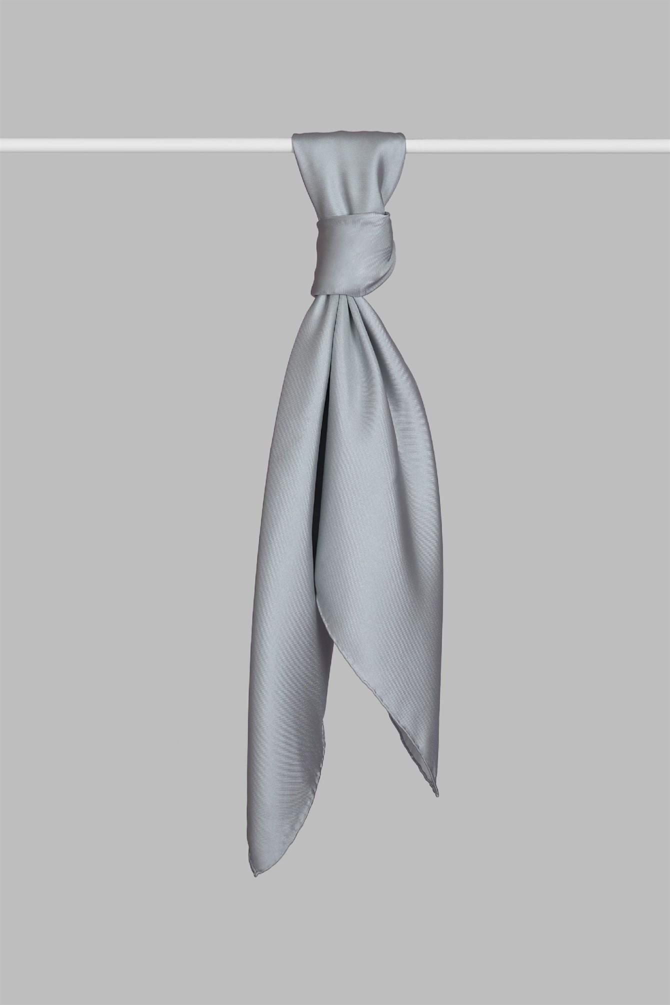 Armanda Saten İpek Eşarp 4444-Gümüş