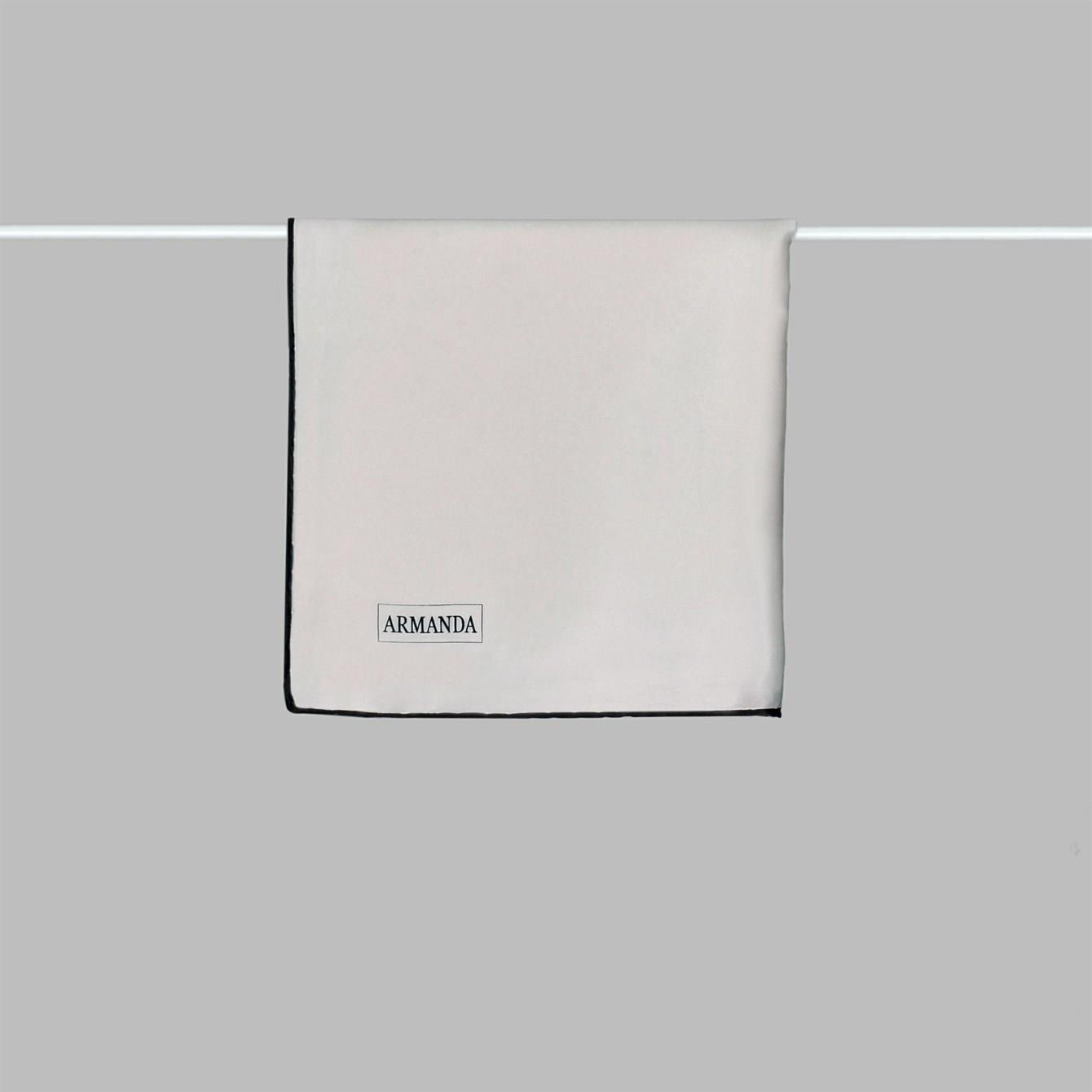 Armanda Saten İpek Eşarp 4444-Krem Kahve
