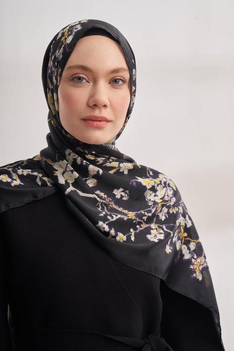 Armanda Vual Almond Bloom Desen Şal 04464-Siyah