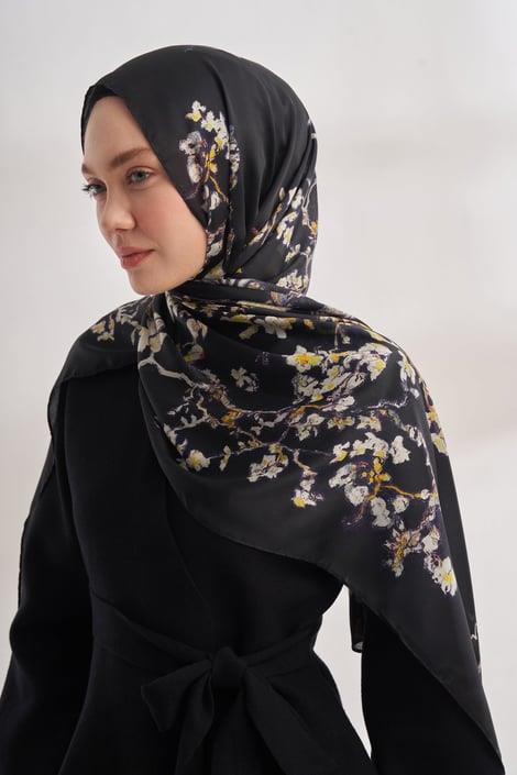 Armanda Vual Almond Bloom Desen Şal 04464-Siyah