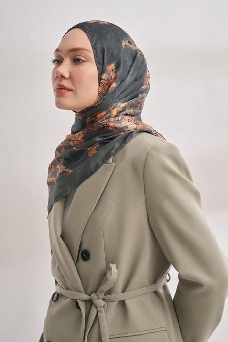 Armanda Vual Almond Bloom Desen Şal 04464-Sis Mavisi