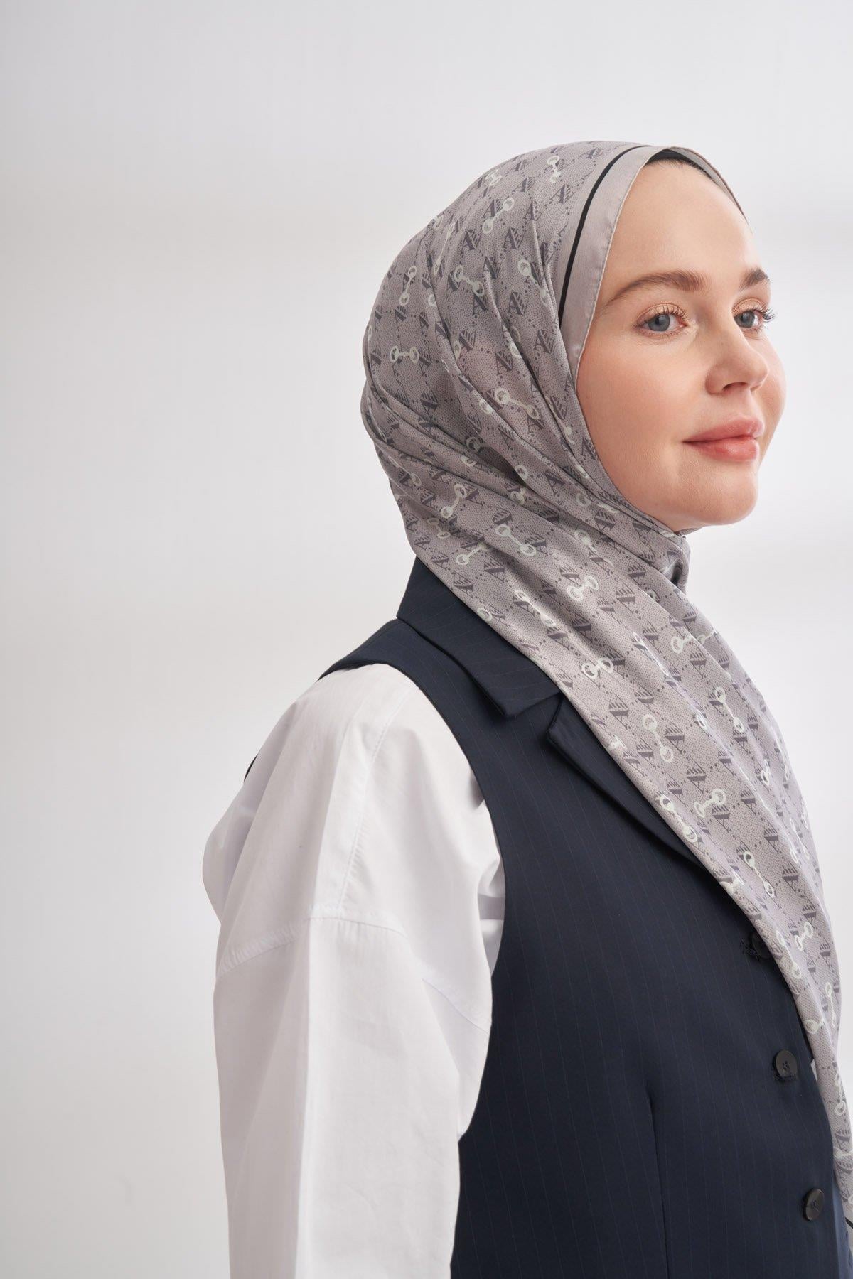 Armanda Vual Monogram Desen Şal 3361-Stone