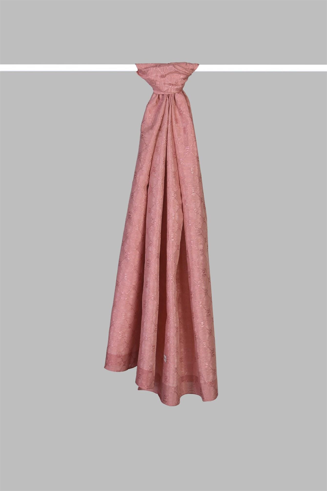 Armanda Zincir Monogram Desenli Şal 3042-Gül Kurusu