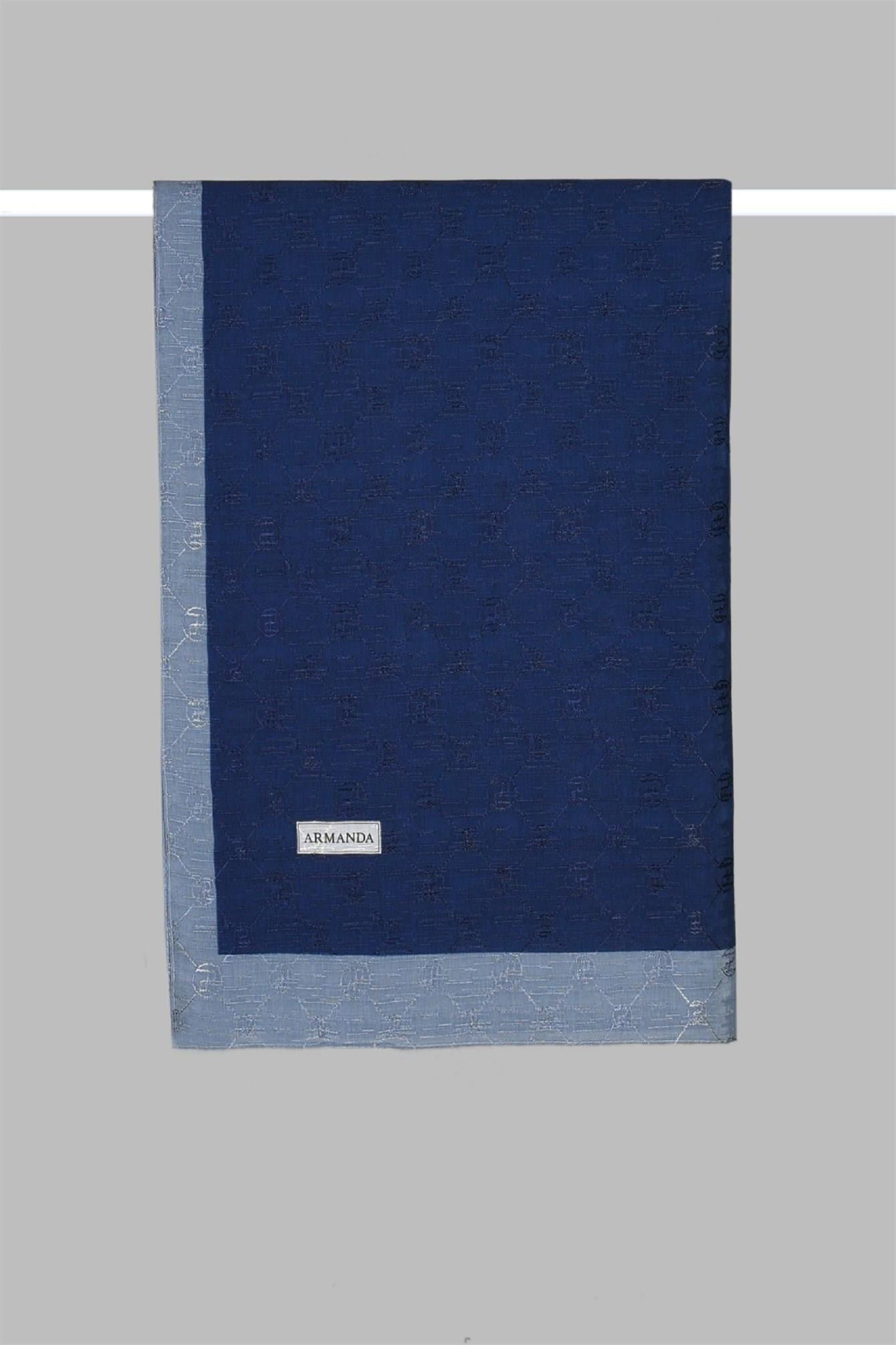 Armanda Zincir Monogram Desenli Şal 3042-Lacivert