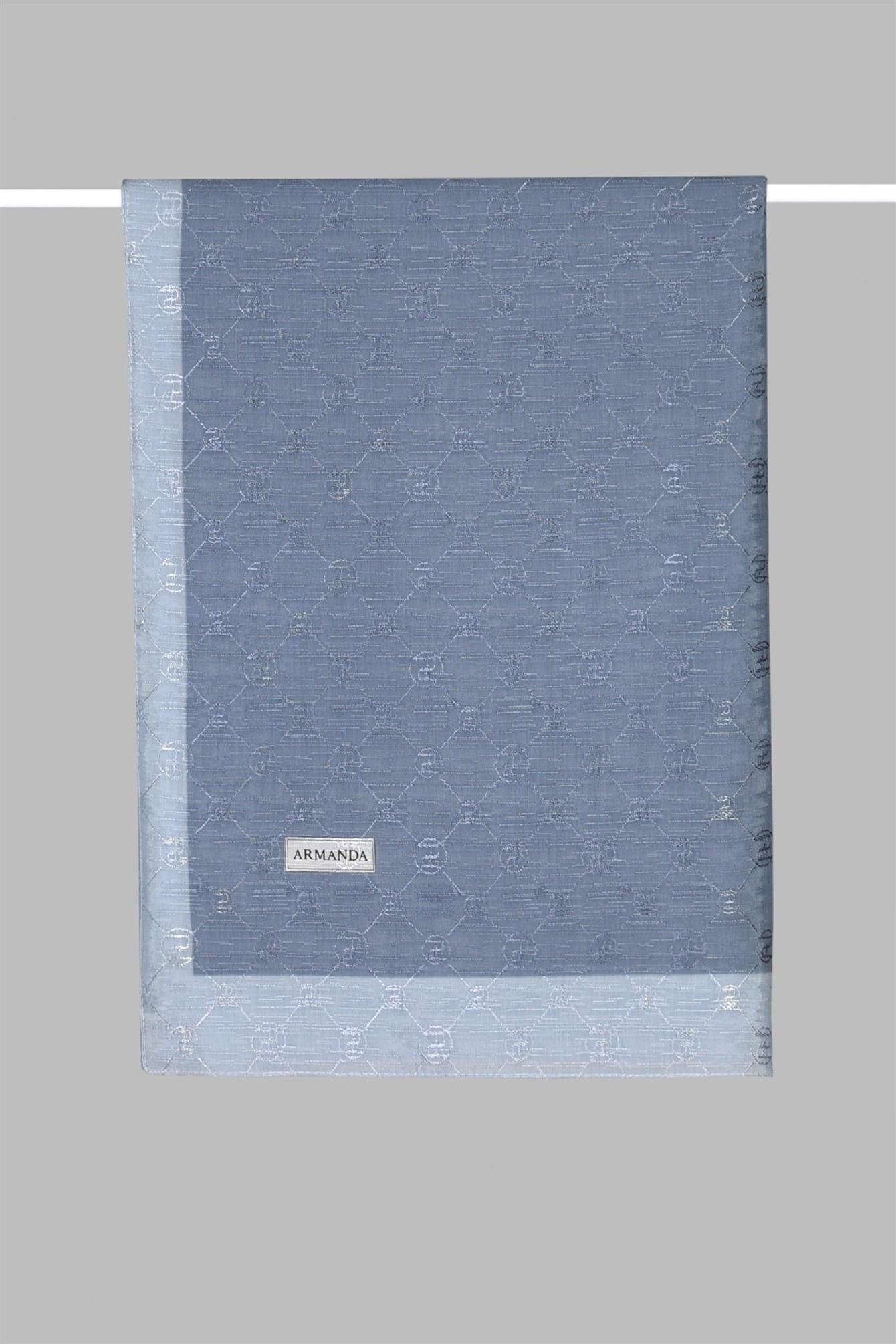 Armanda Zincir Monogram Desenli Şal 3042-Kot Mavi
