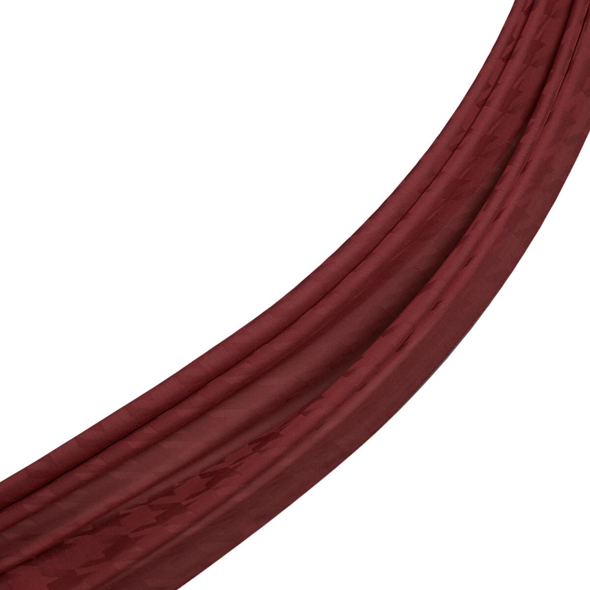 İpekevi Dört Mevsim Kazayağı Desenli Monogram Şal 04390-Osmanlı Kırmızısı