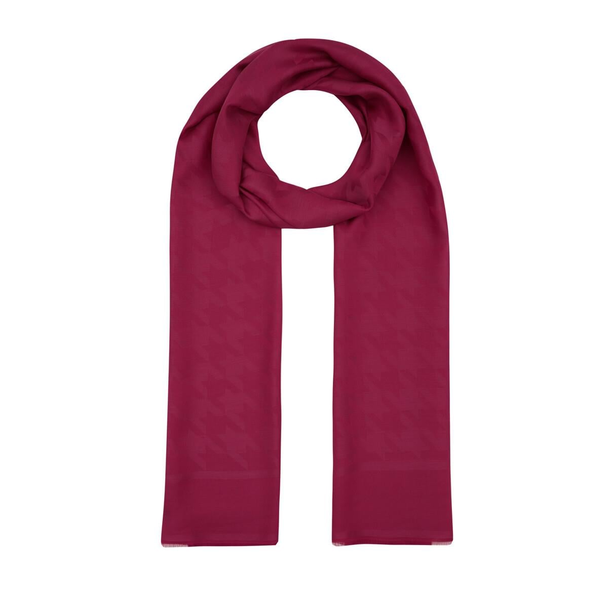 İpekevi Dört Mevsim Kazayağı Desenli Monogram Şal 04390-FUŞYA