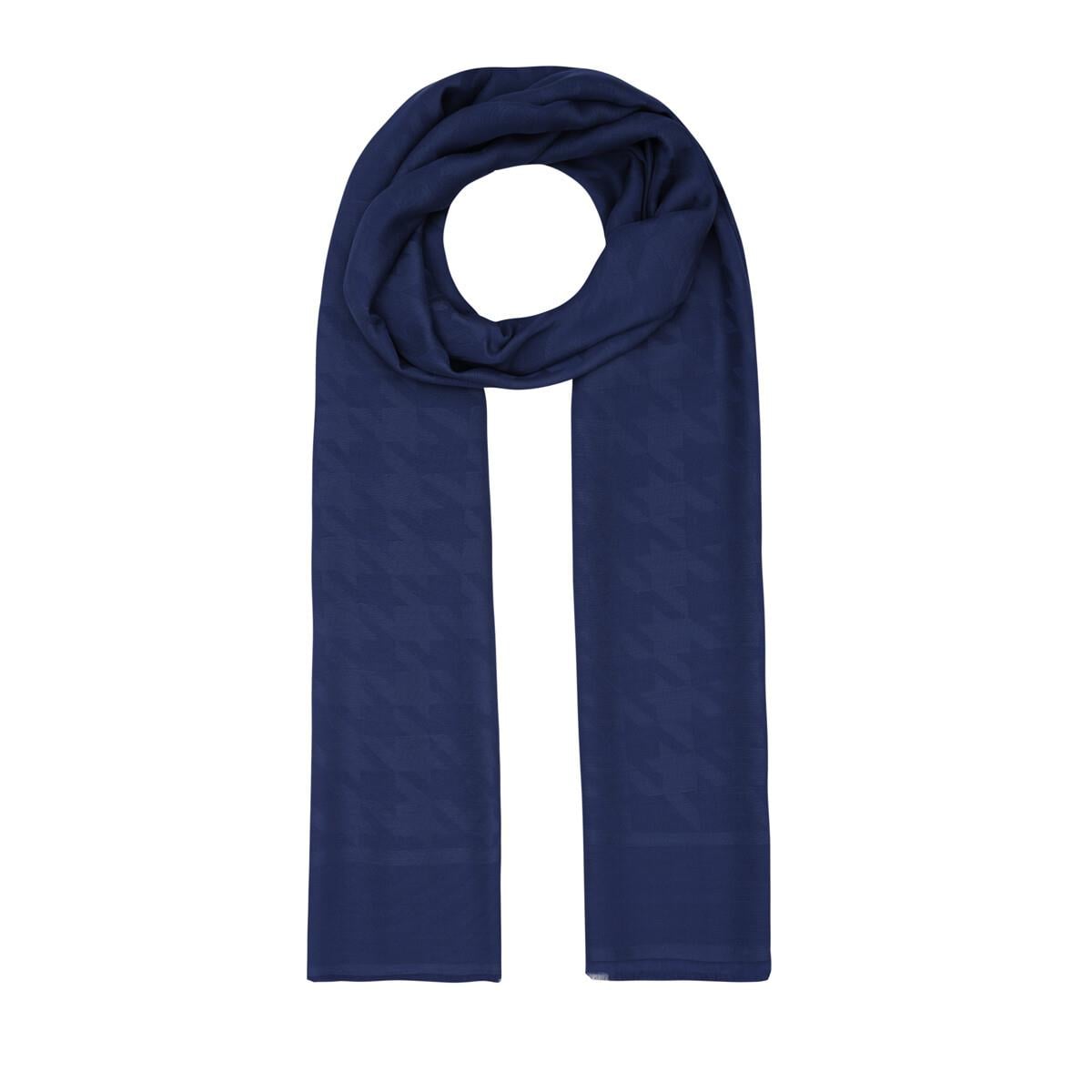 İpekevi Dört Mevsim Kazayağı Desenli Monogram Şal 04390-Lacivert
