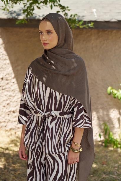 Ed Scarf Welness Logo Desen Şal 01103025-Kahve