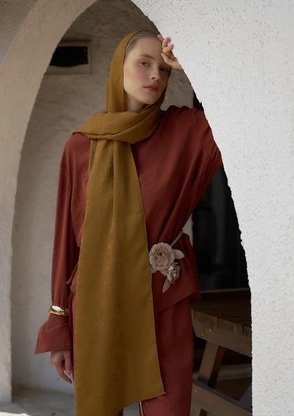 Ed Scarf Welness Logo Desen Şal 01103025-Hardal