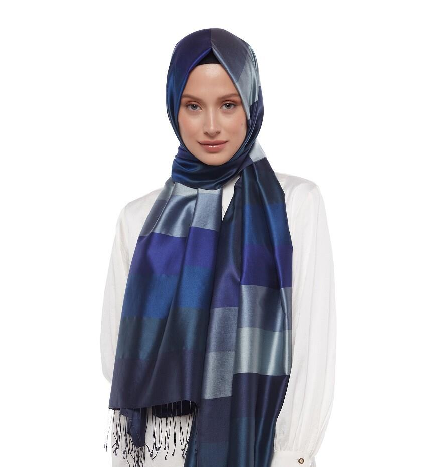 İpekevi Blok Desenli İpek Şal 04030-Model 14
