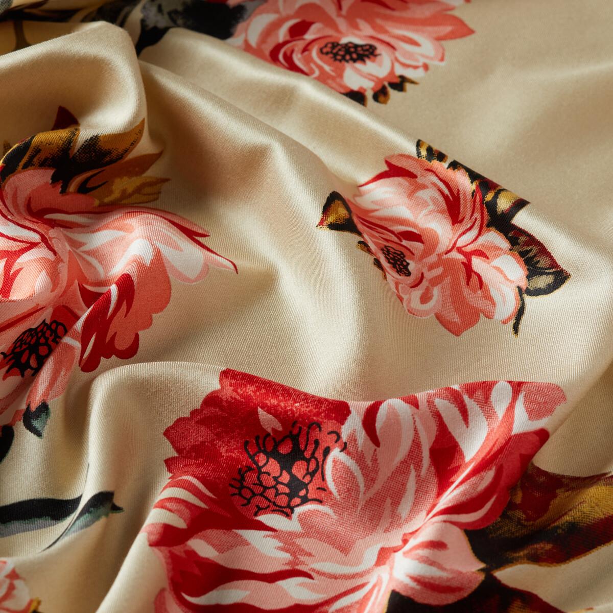 İpekevi Camellia Desenli İpek Şal 07801-Vizon