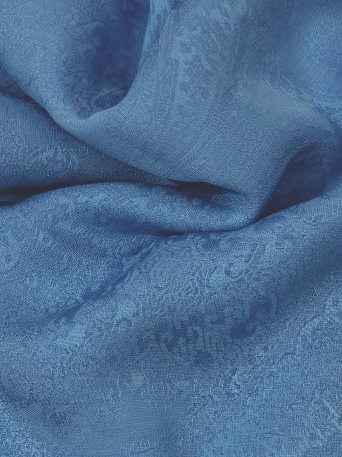 İpekevi Dört Mevsim Etnik Desenli Monogram Jakar Şal 04472-İndigo
