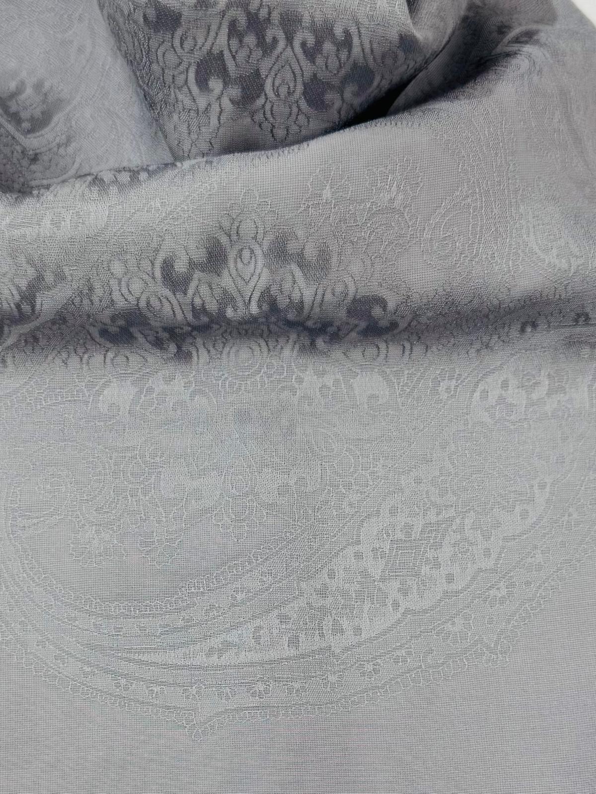 İpekevi Dört Mevsim Etnik Desenli Monogram Jakar Şal 04472-Buz Beyazı