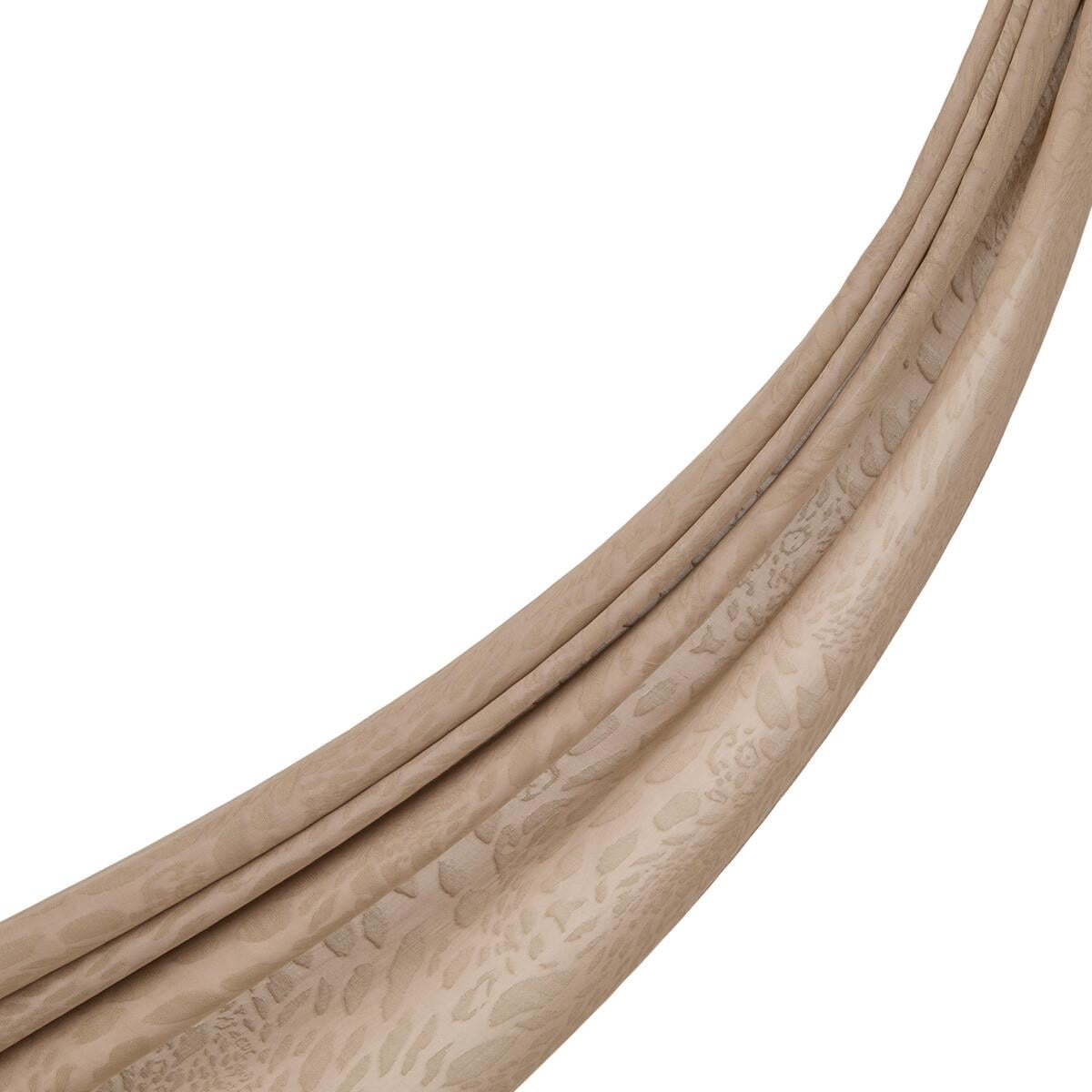 İpekevi Dört Mevsim Leopar Desenli Monogram Jakar Şal 04470-Taş